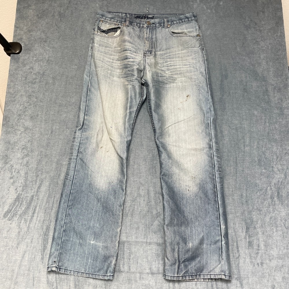 Old Skool Jeans Mens 36 Blue Denim Cotton Medium Wash 5 Pocket Straight Leg